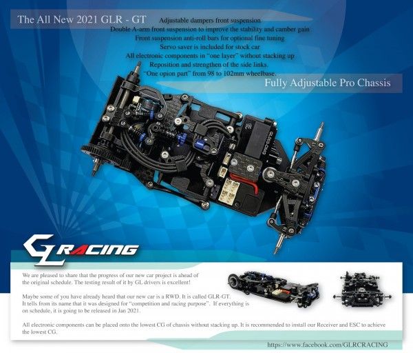 GL-Racing | GL-GT-001-KSET | Chassis | GL-GT 1/28 RWD Chassis - W/O RX